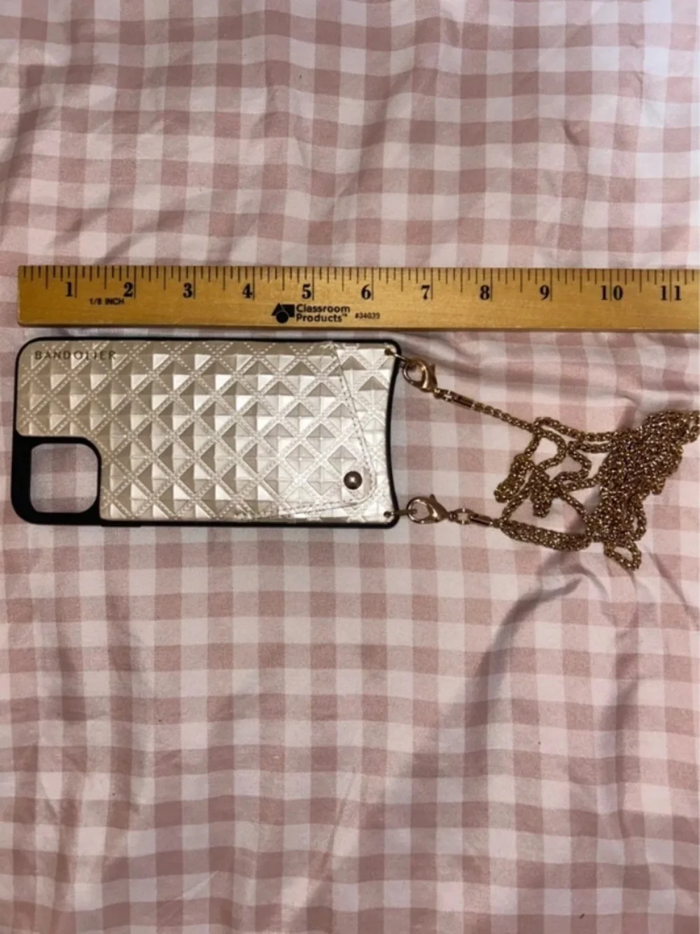 NEW RARE Bandolier Sheila Pyramid Studded Gold Crossbody Phone Case and Wallet